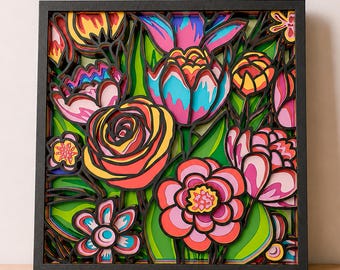 SVG floral multicouche | Mandala 3D à plusieurs couches, fichier de découpe laser Cricut CNC | Art sur contreplaqué