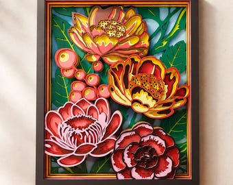 Peony Multilayer SVG | 3D Layered Flower Mandala Laser Cut Cricut CNC File | Plywood Art