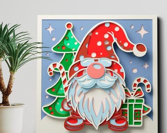 Christmas Gnome Mandala SVG Files, Multilayer Papercraft Files for Cricut, Layered Svg Files for Laser CNC Router, 3D Layered Cardstock Svg