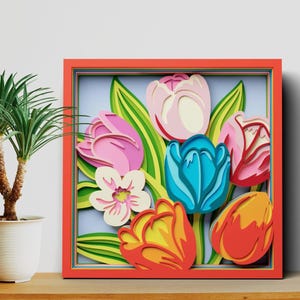 Tulipas em SVG Multicamadas | Mandala 3D em Camadas para Corte a Laser, Cricut e CNC | Arte em Madeira Compensada