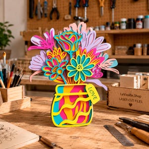 Flower Vase Multilayer SVG, 3D Layered Mandala Cut File for Cricut and Laser image 7