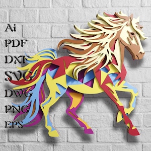 Pferd SVG-Dateien für Cricut Project, 3D-Schicht-SVG-Datei für Lasergravur, Mandala-Svg-Dateien für Shadow Box, 3D-Schicht für Cnc-Fräser