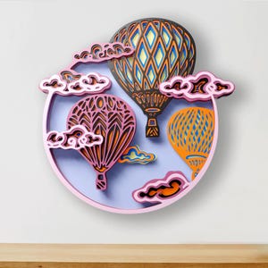 Hot Air Balloon Multilayer SVG | 3D Layered Celestial Mandala Laser Cut Files Cricut Art