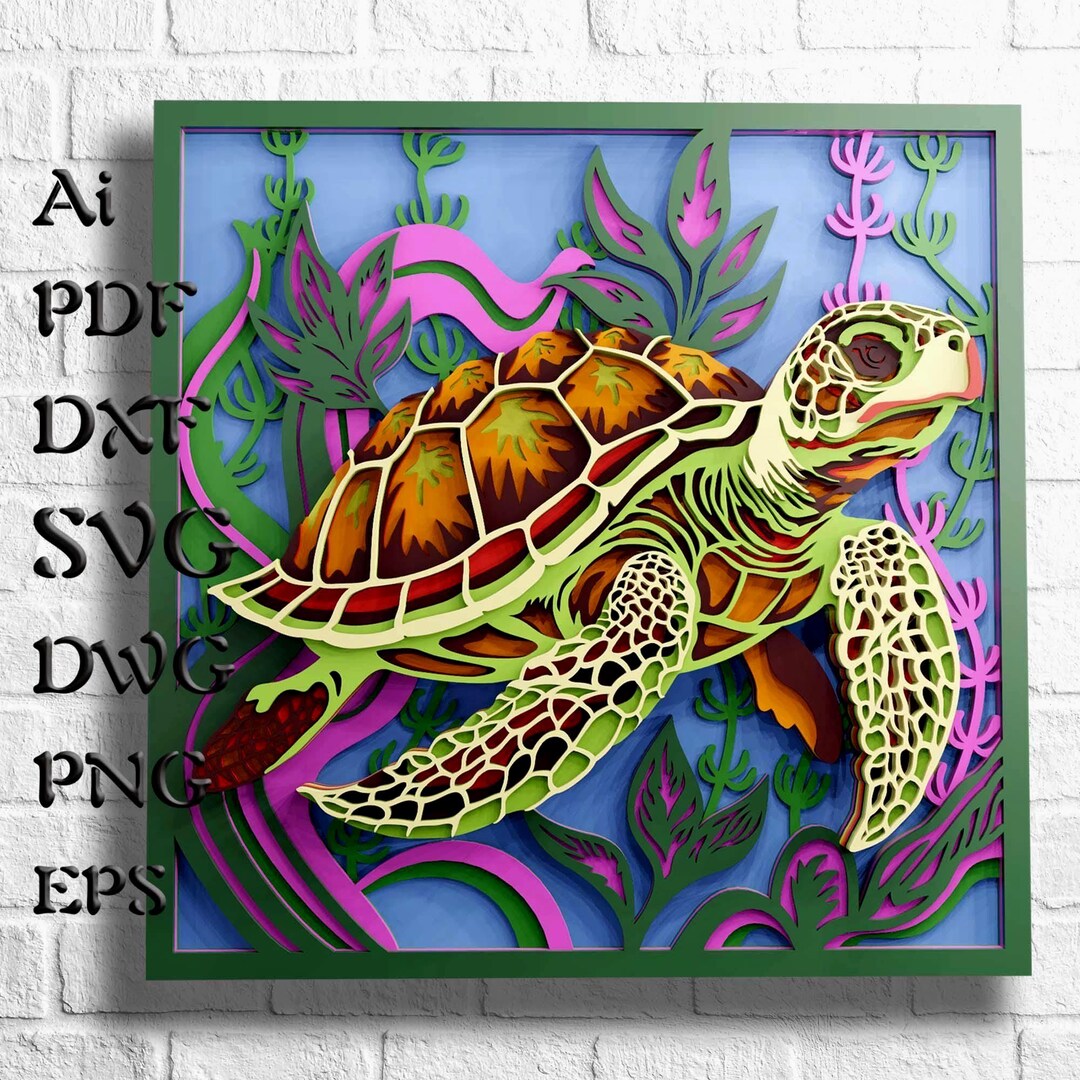 Sea Turtle Multilayer SVG Files for Laser Cutting, 3d Layered Svg for ...