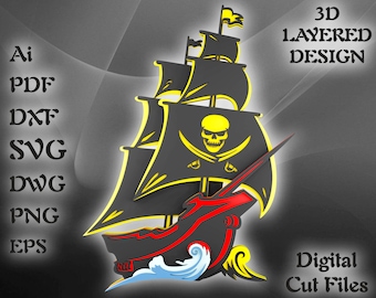 3d Pirate Ship Template - Etsy