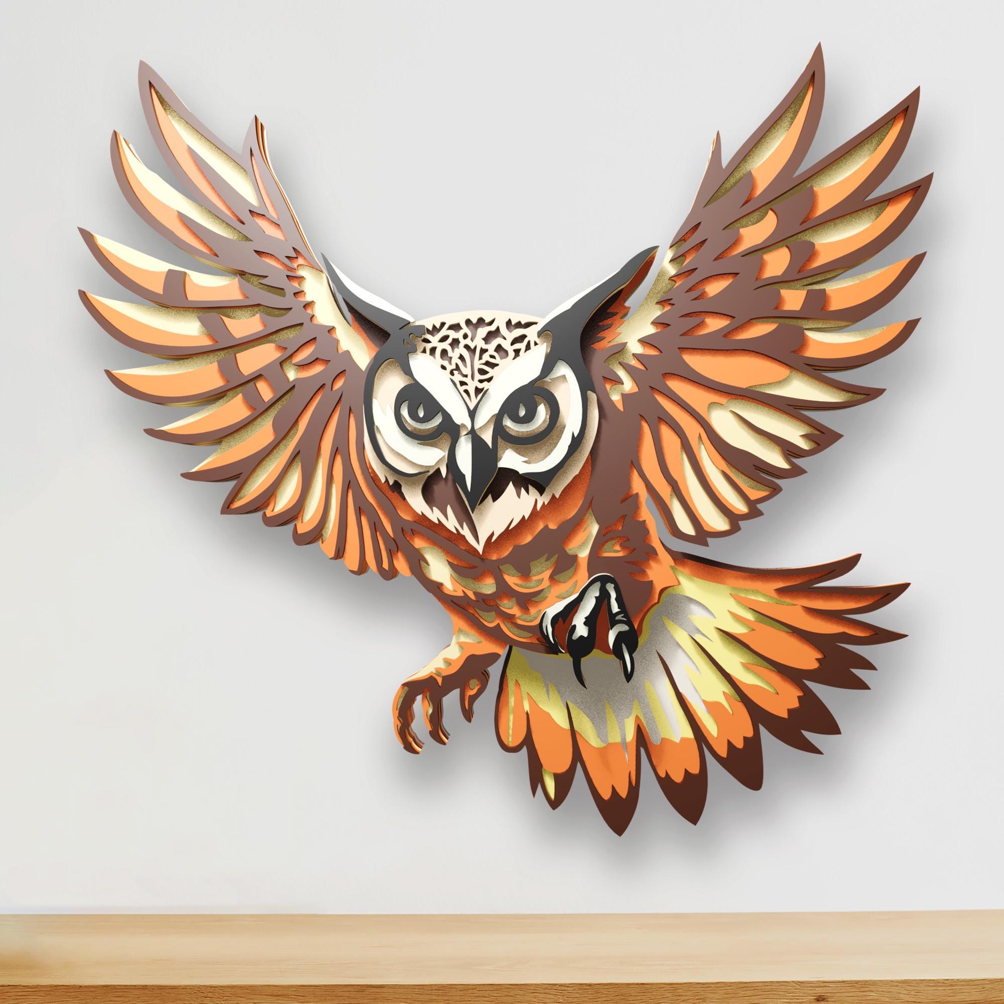 Owl Mandala SVG: 3D Laser Cut Wood Wall Art (Digital Download)