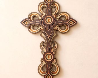 Cross Multilayer SVG | 3D Layered Mandala Laser Cut Cricut CNC File | Plywood Wood Art