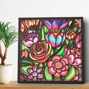 Flowers Mandala SVG Files For Cricut Projects, Layered SVG for Laser Cutting, 3D Layer Dxf Template for Cnc Router, Layered Cardstock Svg