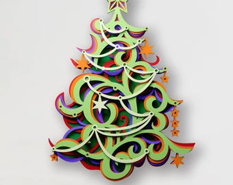 Christmas Tree Multilayer Svg Files for Cricut Projects, Laser Cut Files for Christmas Mandala Svg, 3D Layered Svg for Home Wood Decor