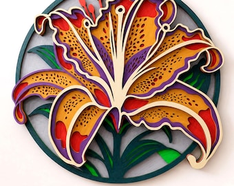 Lily Multilayer SVG, 3D Layered Flower Mandala Cut File for Cricut and Laser