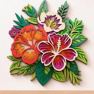Hibiscus Multilayer SVG | 3D Layered Mandala Cut File for Cricut and Laser | Plywood Art