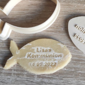 Cookie cutter "Fish" communion/baptism, individual cookie stamp, e.g. with name and date