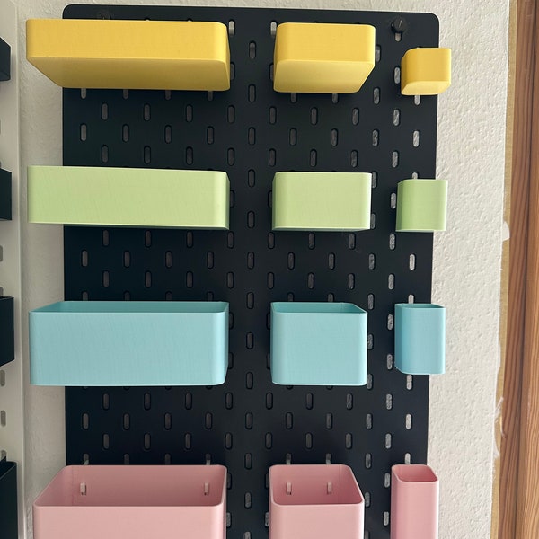 Aufbewahrungsboxen passend für Ikea Skadis in verschiedenen Pastellfarben und Größen - Organisation für dein Regalsystem