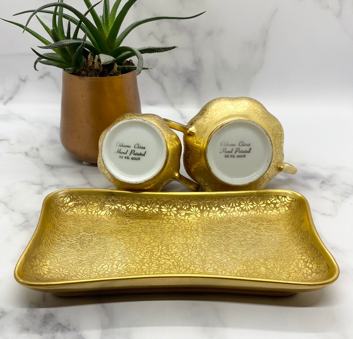 Osborne China Hand Painted 22 kt. Gold Pottery Tea Set with Etsy