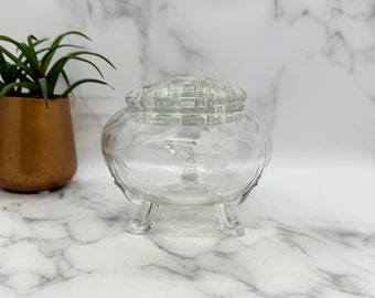 Vintage Viking Glass Crystal Clear Sunflower Etched Flowerlite Vase
