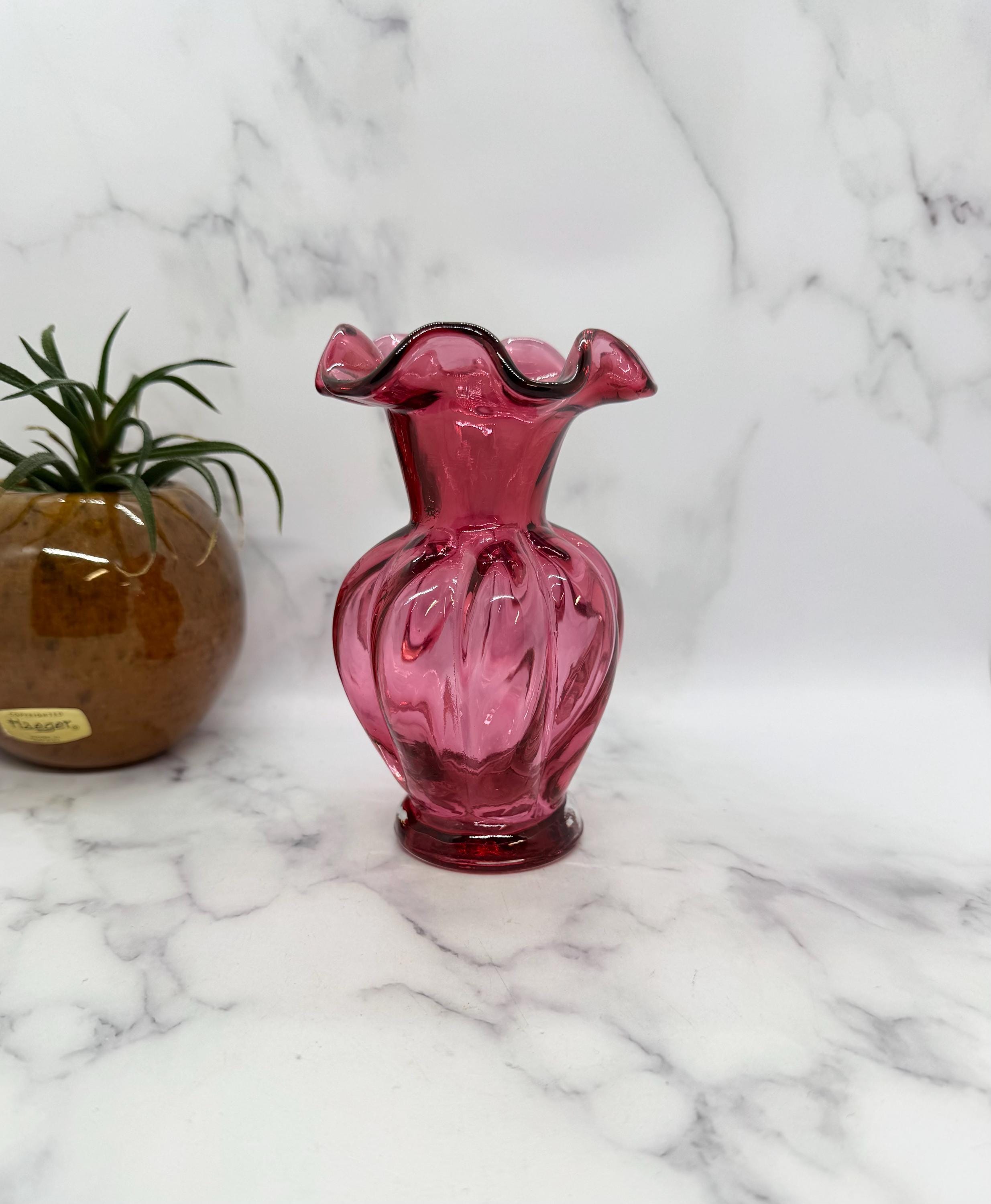 Fenton Cranberry Vase - Etsy