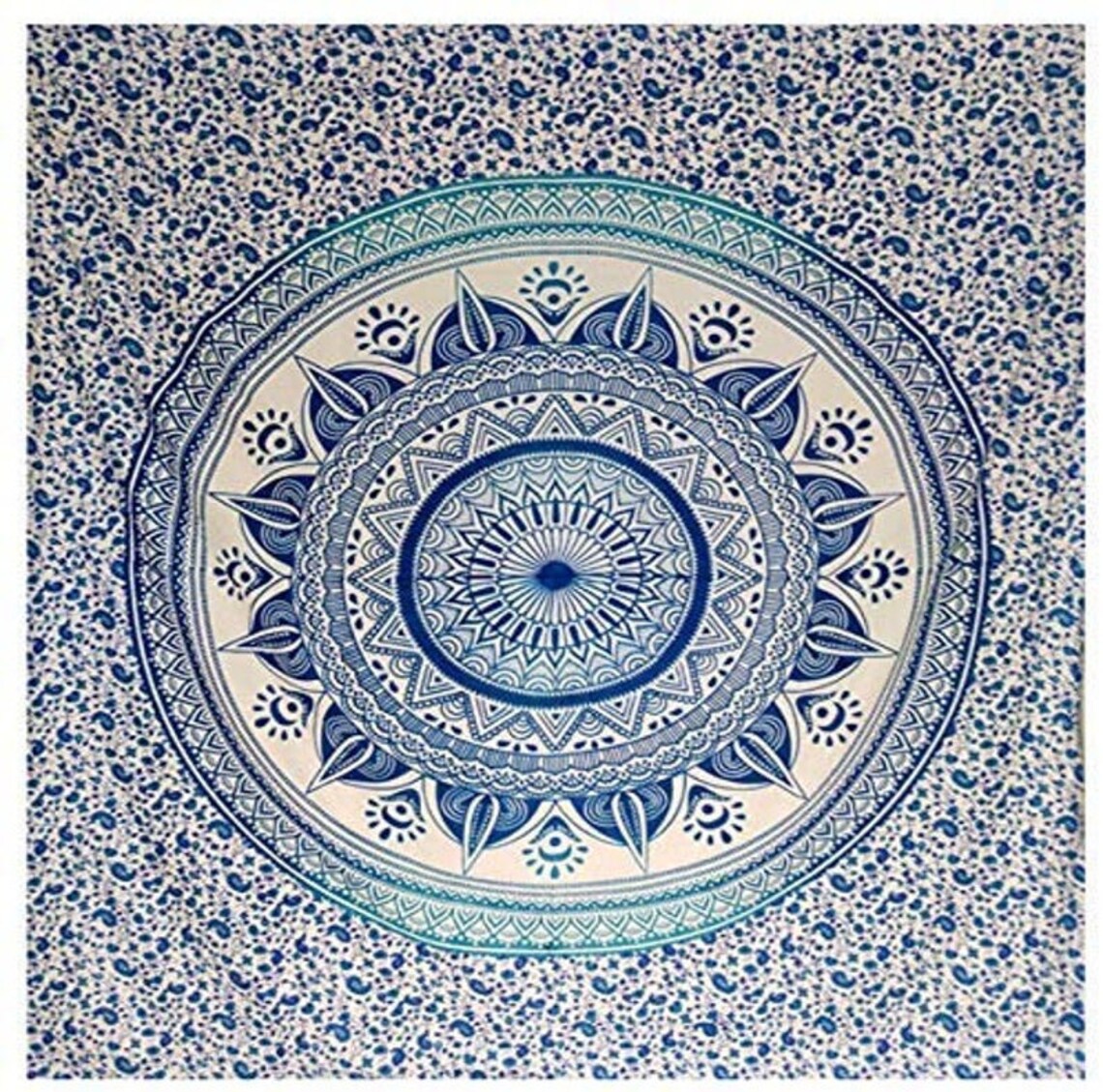 Mandala Tapestry Blue White Multi Tapestry Wall Hanging Etsy