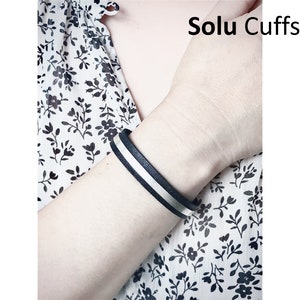 SOLU Vintage Cuffs  (Plain), Leather silver cuff, Made in US