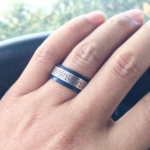 SOLU vintage rings (V1), Leather silver ring, Adjustable wedding band, Made in US