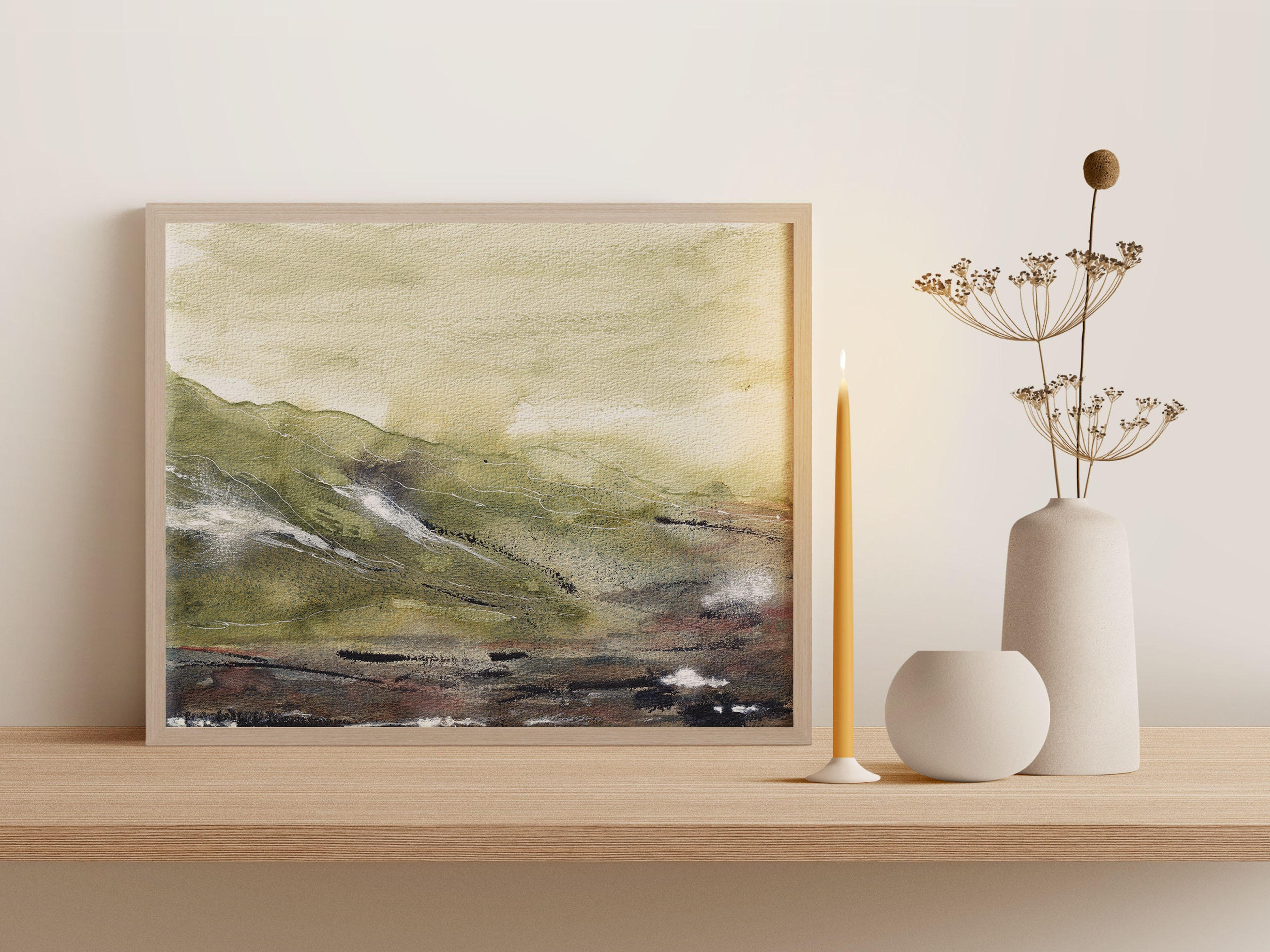 Green Earthy Abstract Art Print, Contemporary Modern Wall Art, Natural ...