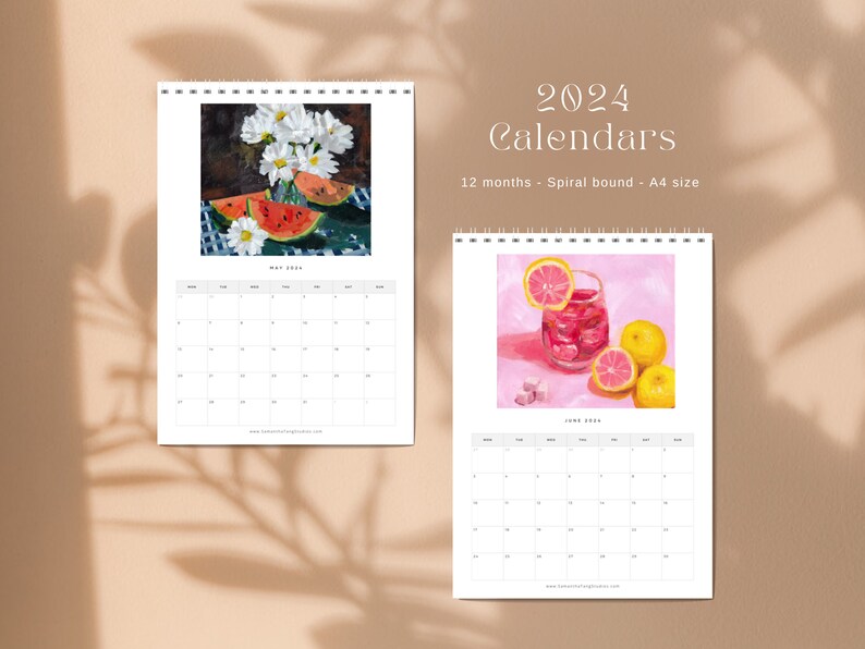 2024 Illustrated Calendar A4, Handmade Calendar, Wall Calendar Etsy