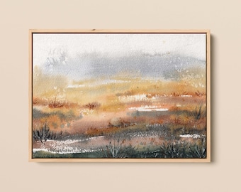 Abstract Earthy Dutch Field - Framed Canvas Print - Earthy abstract wall art, Ready to hang, Abstract Nature Wall Art