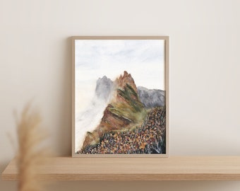 Misty Mountain Landscape Dolomites travel art Print Nature Wall Decor gift for your home Minimalist art for Living Room