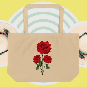 Red Rose Blossom Tote Bag, Floral Elegance Fashion, Cool Red Rose bag, Rose Blossom tote bag, Mama tote bag, Graphical Red Rose tote bag
