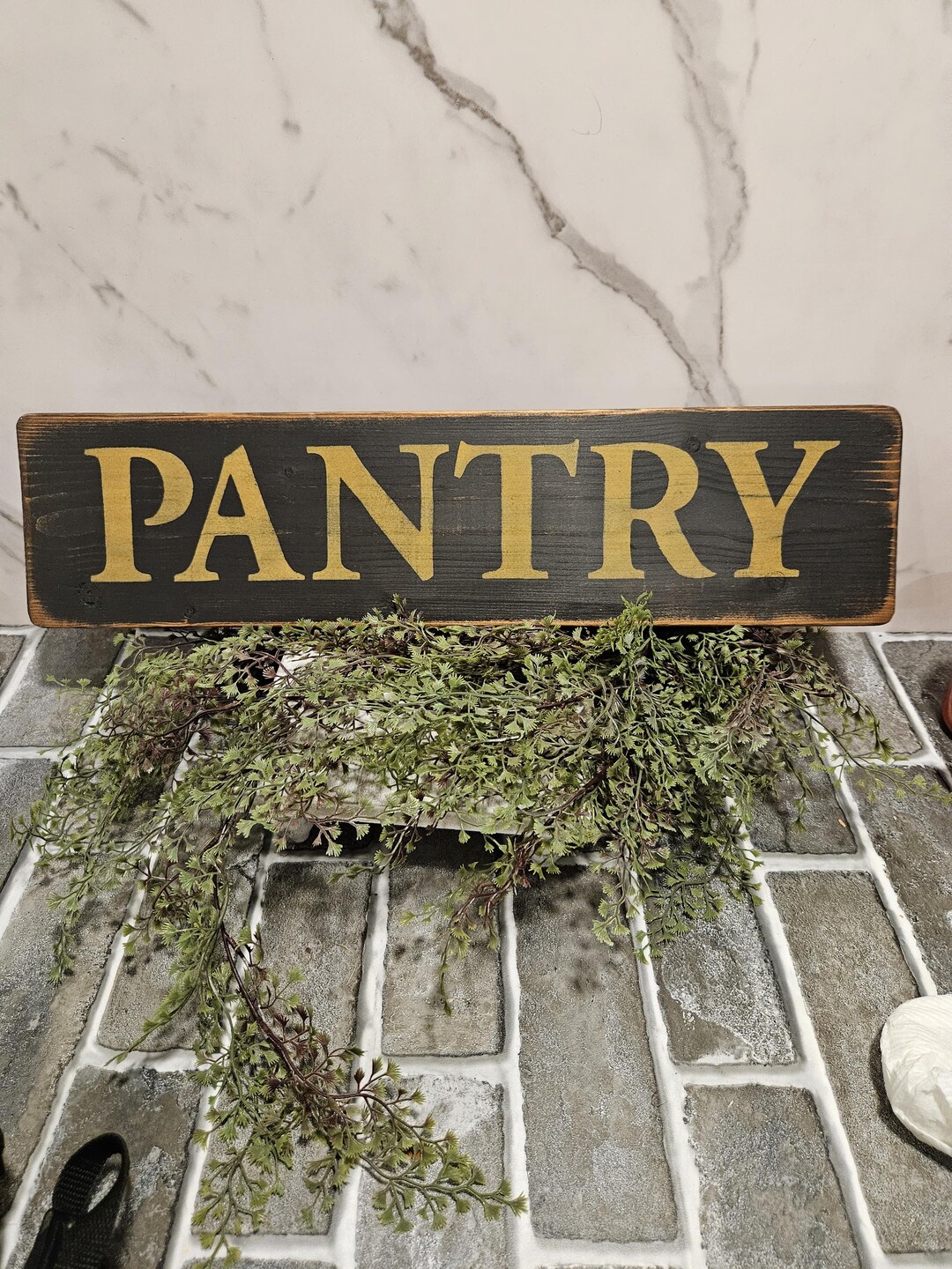 Vintage Wood Painted Pantry Sign in Black With Butterscotch Lettering ...