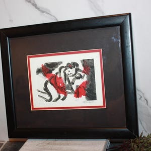 Impressionist Art in Black and Red, Signed