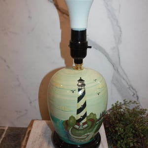 SUPER Cute Lighthouse Themed Ginger Jar Style Electric Lamp
