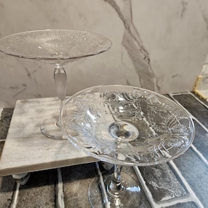 RARE Pair of Pairpoint Tall American Brilliant Cut Glass Compote Dishes 6 3/8 inch tall!