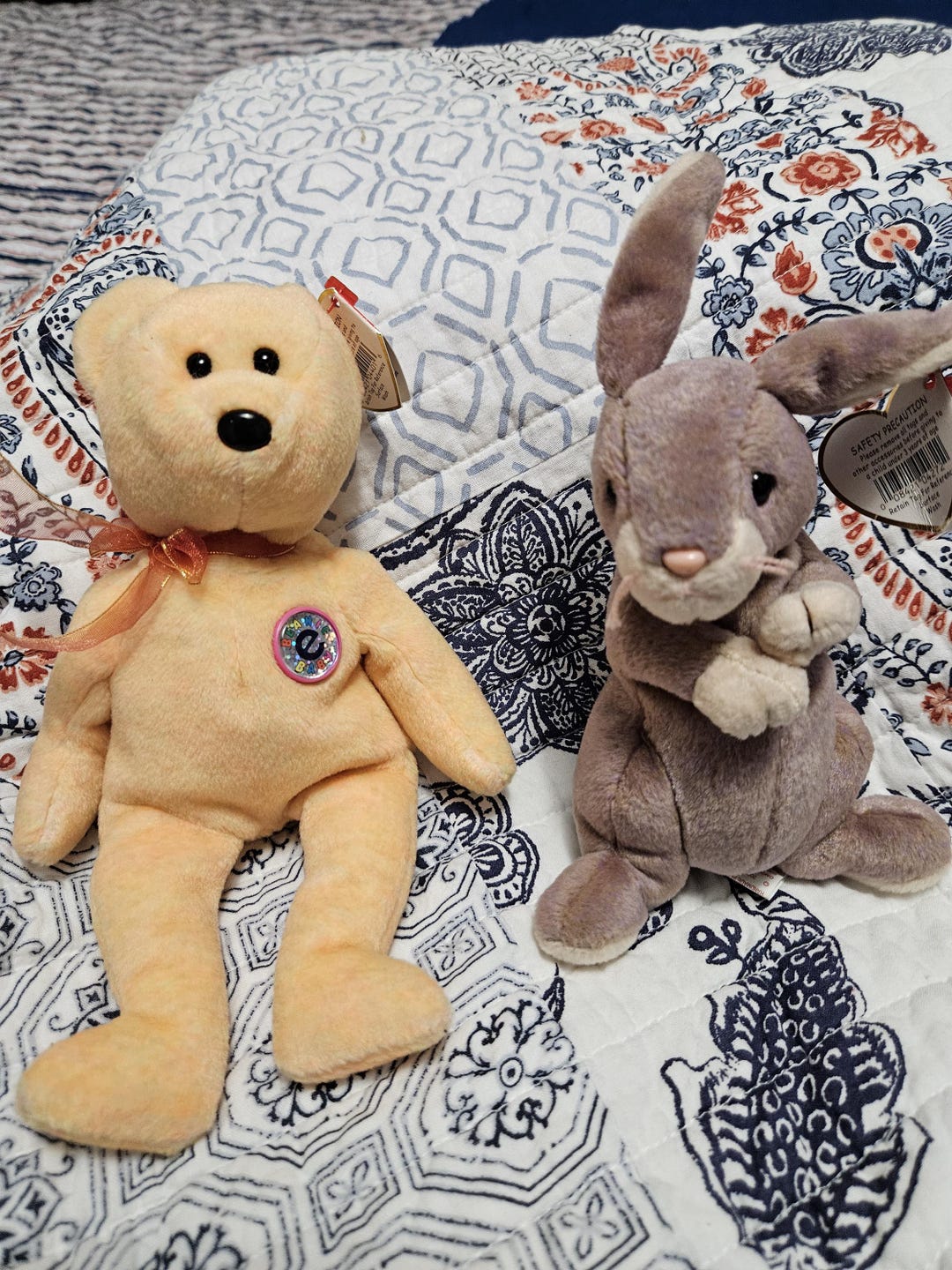 Ty Springy Lot of Two Ty Beanie Babies From 2000 Sunny Bear and Springy Bunny With ...