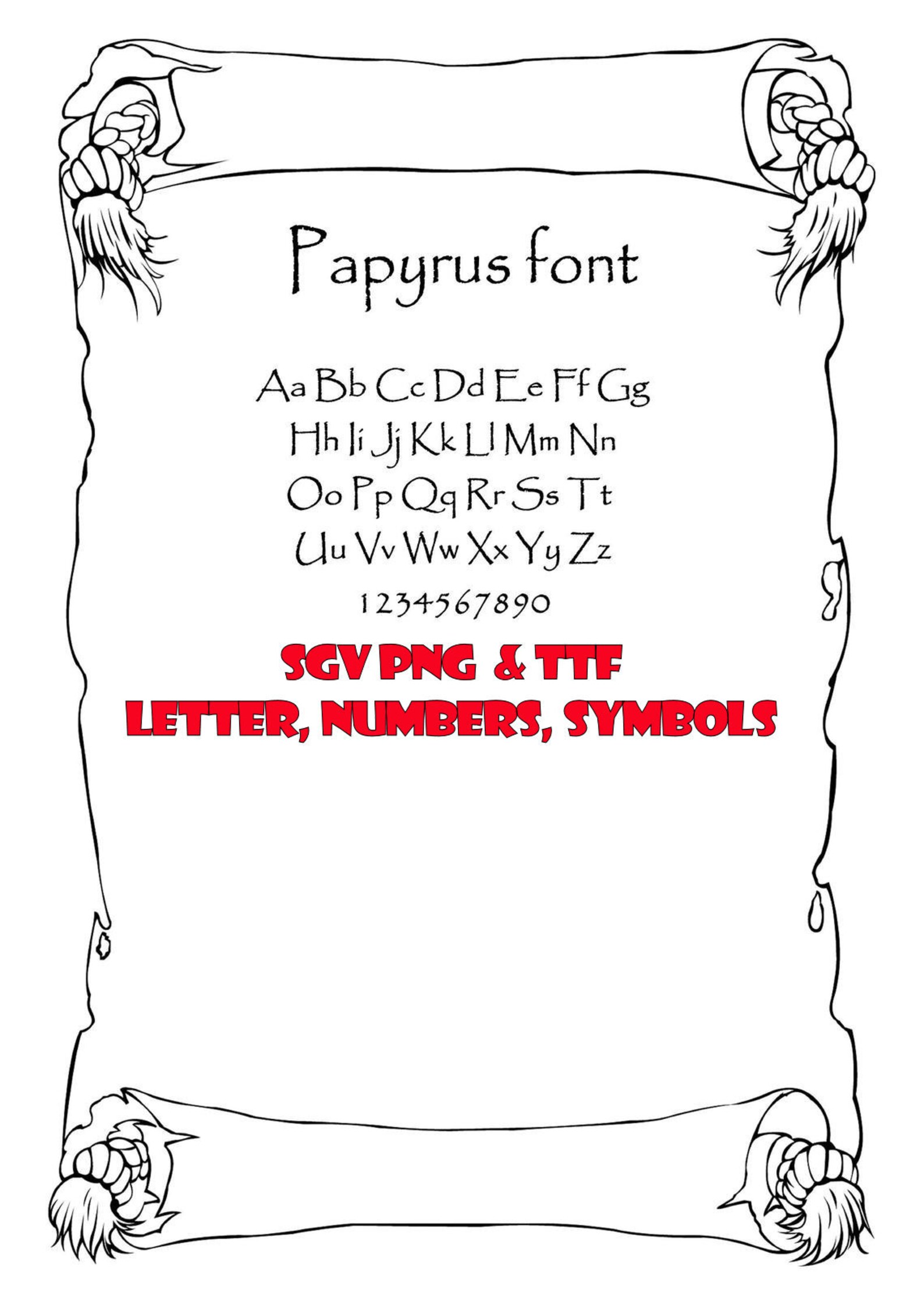 Papyrus Parchment font svg png ttf Instant digital Download Etsy