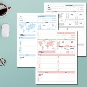 May include: A printable logbook for scuba divers to record their dives. The logbook includes sections for date, dive number, dive group, location, weather conditions, scuba tank information, diving time, depth, country, coordinates, equipment, instructor, dive center, and notes.