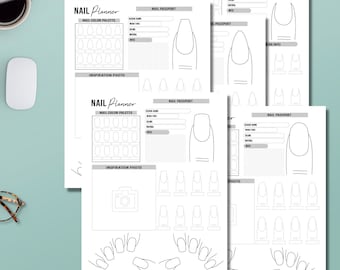 Nail Art Planner, Nail Tech Design, Letter Sized, 5 Designs (Digital Download)