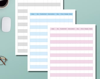Sales Order Log Book, Letter Sized, 3 Colors, Digital Download, Print At Home