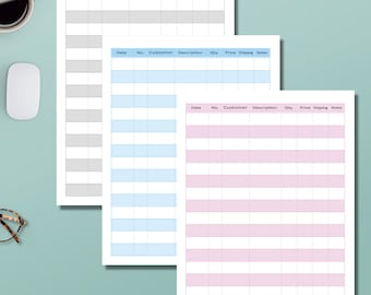 Sales Order Log Book, Letter Sized, 3 Colors, Digital Download, Print At Home