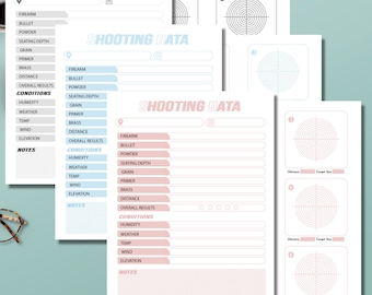 Shooting Range Data Log, Letter Sized, 3 Colors, 6 Pages, Digital Download, Print At Home