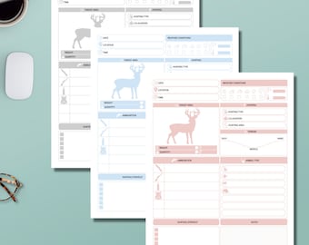 Deer Hunting Logbook, 3 Colors, Letter Sized, Digital Download, Print At Home