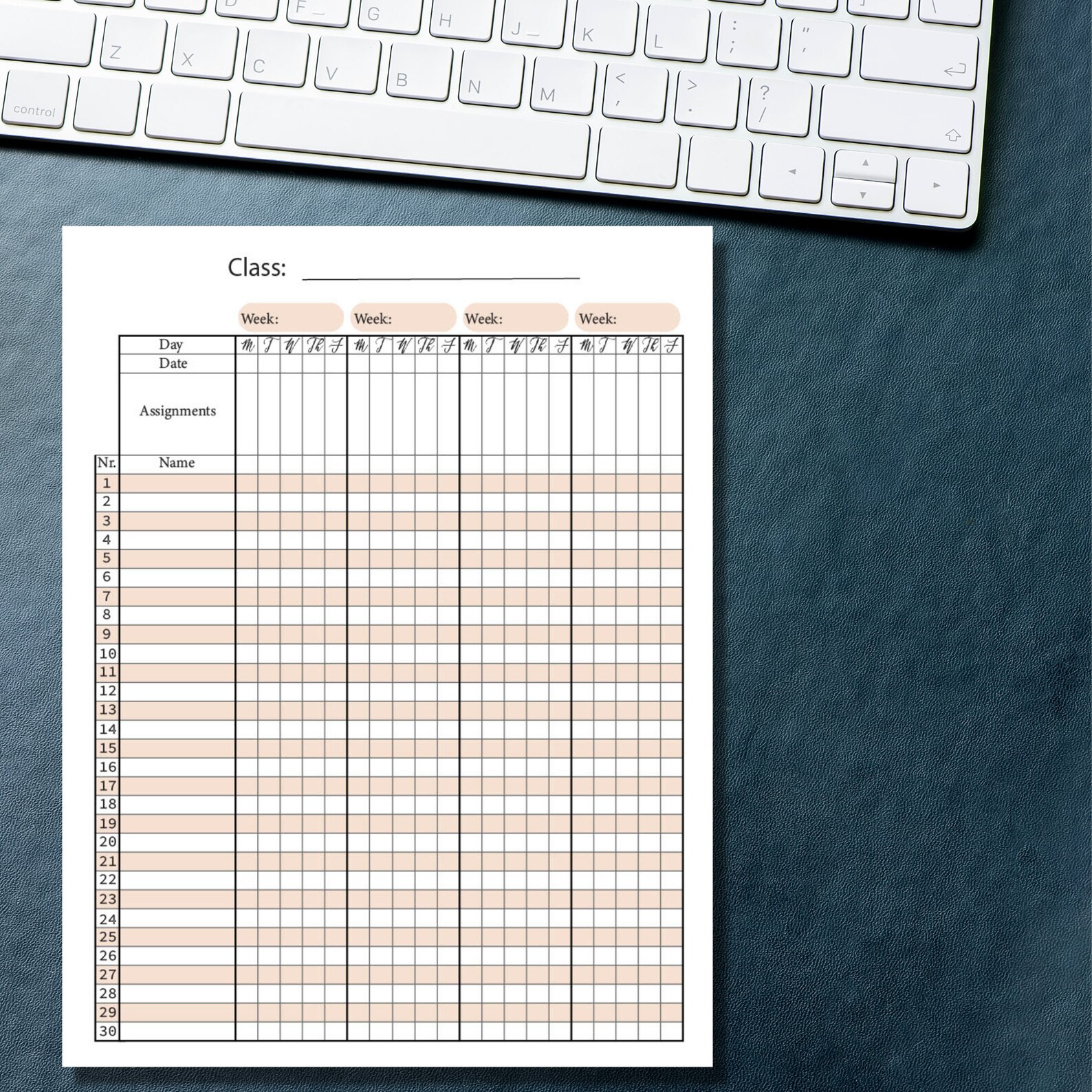 Class Grade Tracker, Letter Sized, 6 Colors, Digital Download, Print at ...