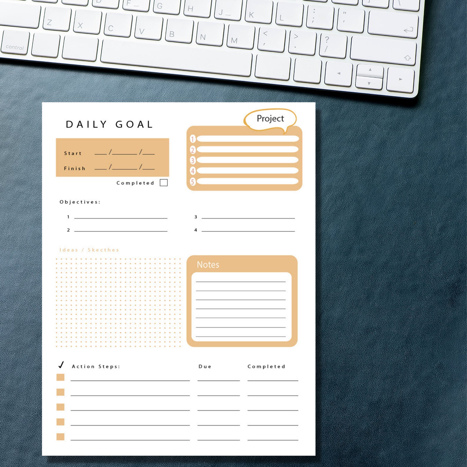 Daily Goal to Do List Letter Sized 4 Colors Digital - Etsy