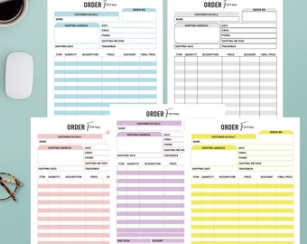 Custom Order Form, 5 colors, Letter Sized, Digital Download, Print At Home