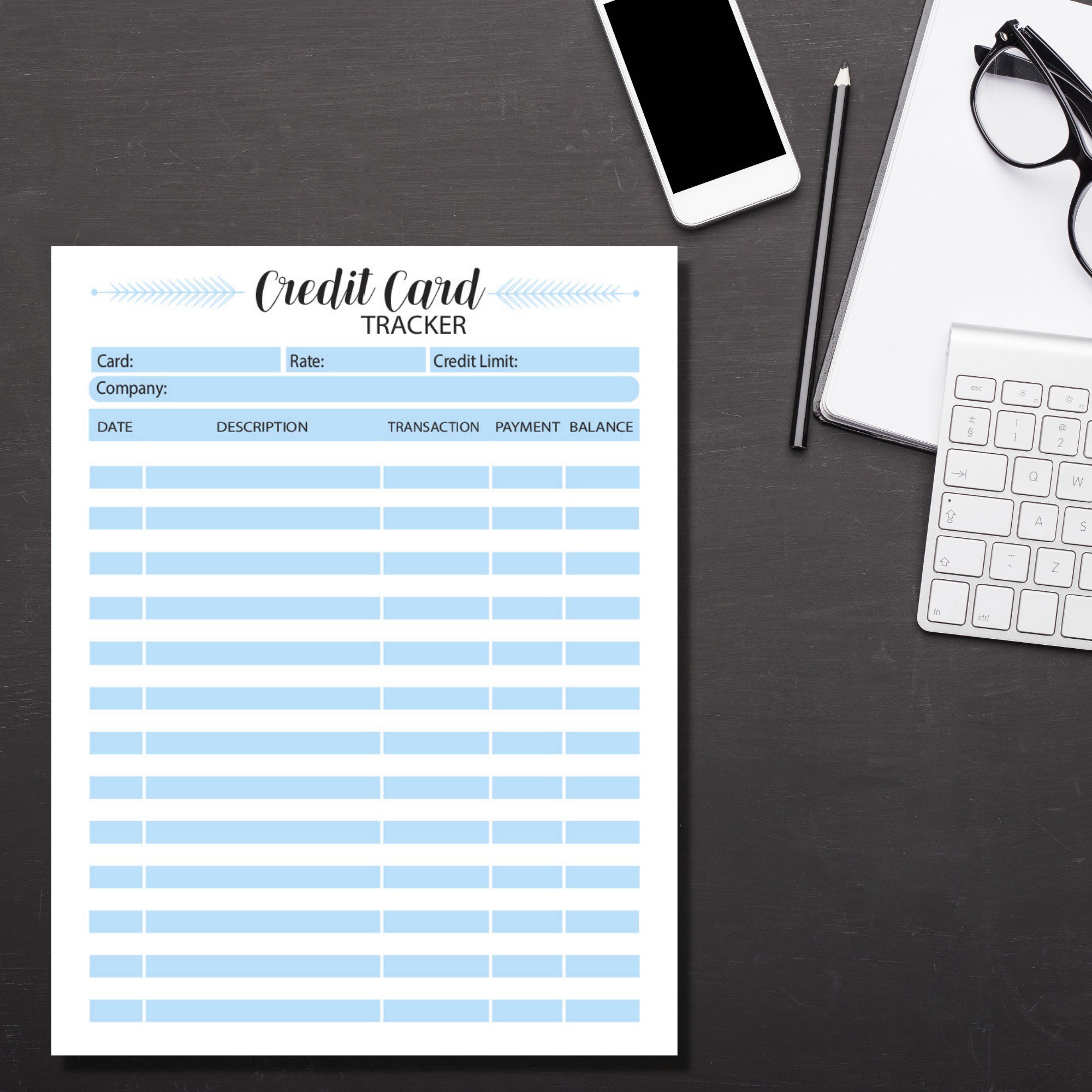 Credit Card Expense Tracker Finance Tools Small Business Etsy UK