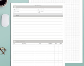 Woodworking Project Planner, Carpenter Business, Letter Sized (Digital Download)