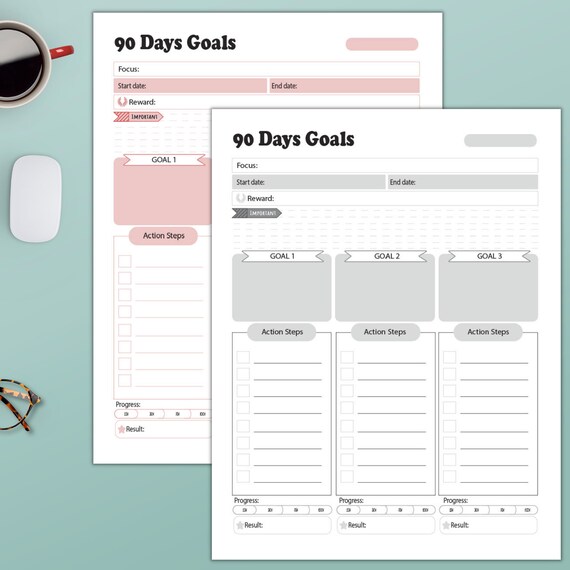90 Day Goal Tracker Habit Tracker Letter Sized Digital - Etsy