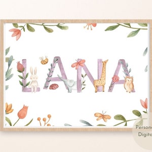 Personalised Baby Girl Name Sign, Girl Baby Name Sign, Personalised Baby Gift for Nursery, Girl Nursery Decor, Printable Baby Name Sign image 3