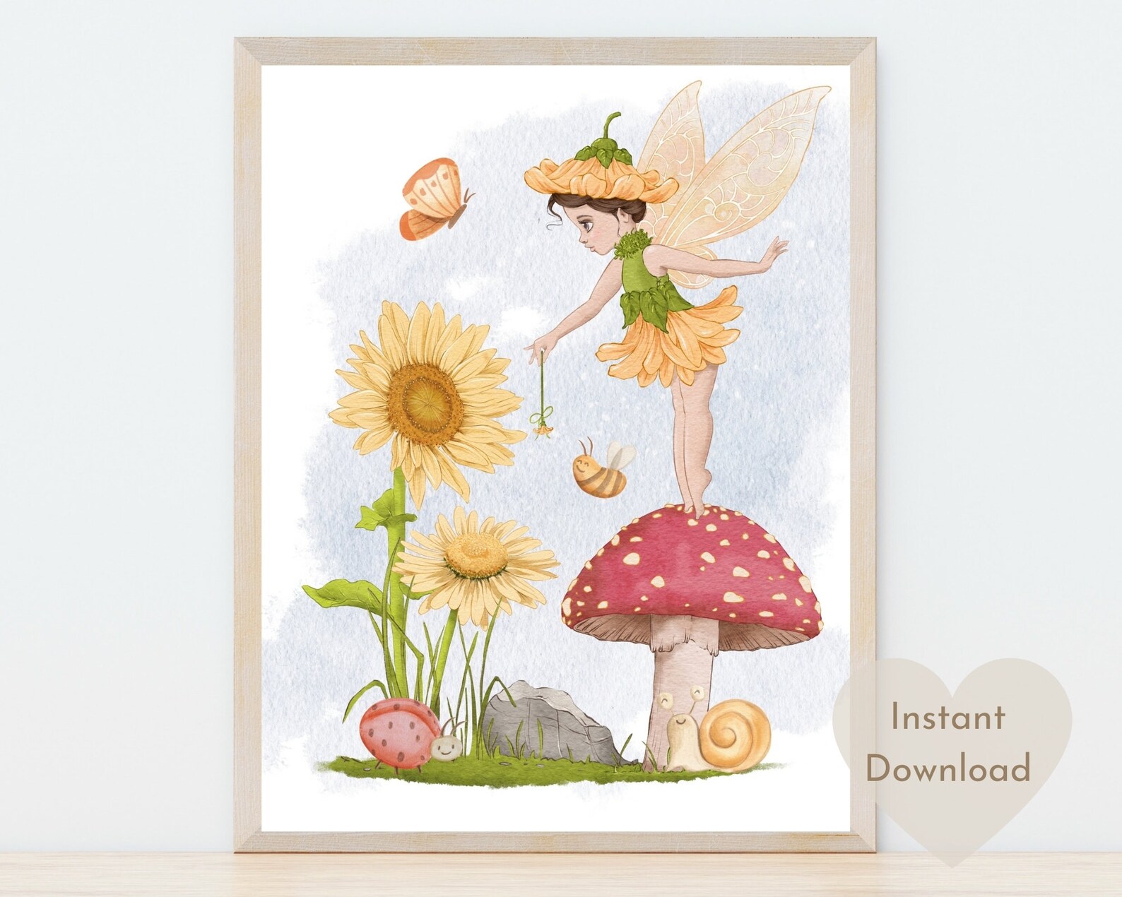 Fairy Garden Wall Art Fairy Nursery Print Yellow Flower Etsy