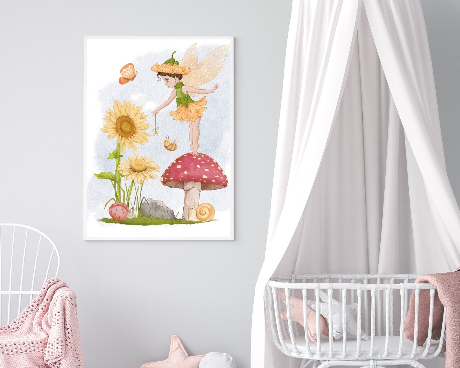 Fairy Garden Wall Art Fairy Nursery Print Yellow Flower Etsy