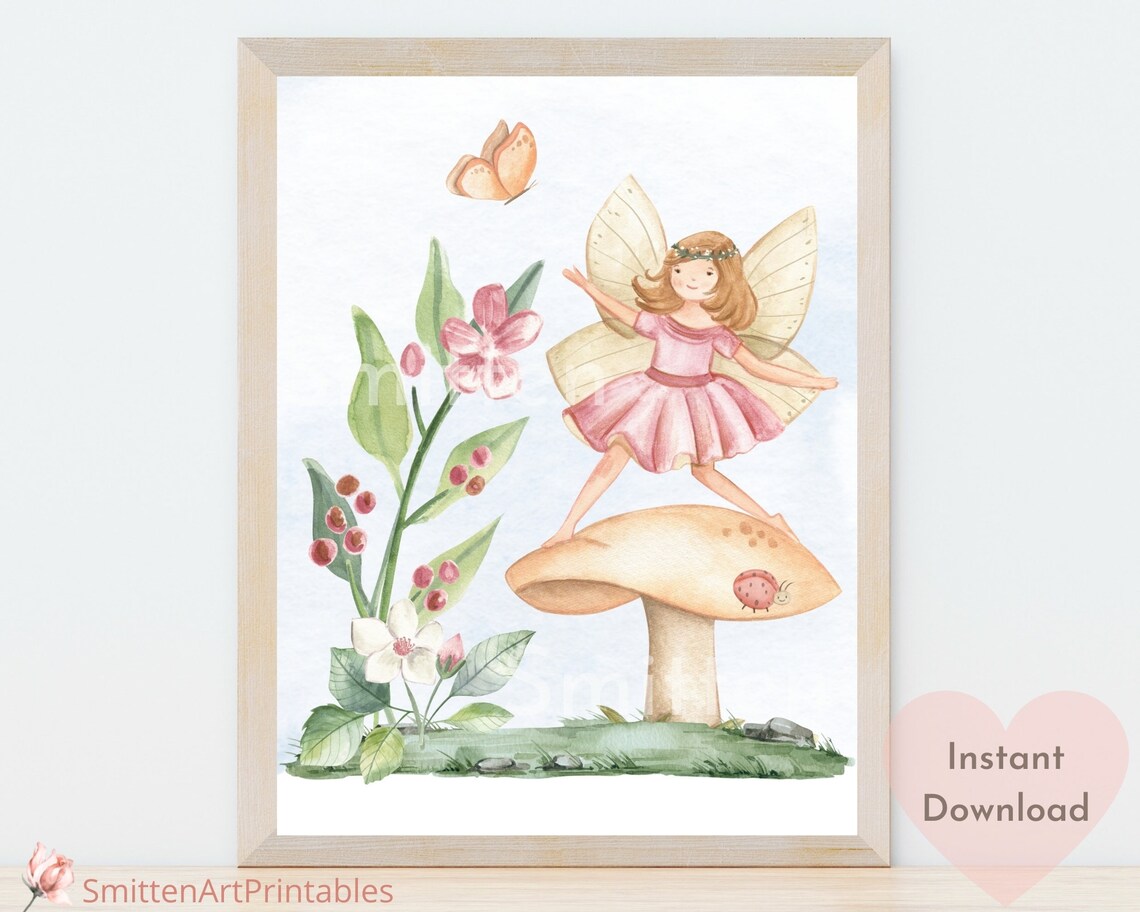 Fairy Garden Wall Art Set of 4 Watercolor Fairy Garden Etsy